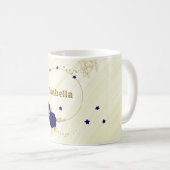 Mug fleurs bleu royal feuilles or marbre (Devant droit)