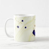 Mug fleurs bleu royal feuilles or marbre (Gauche)