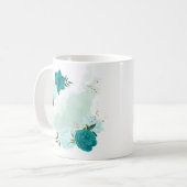 Mug fleurs bleu turquoise clair (Devant gauche)