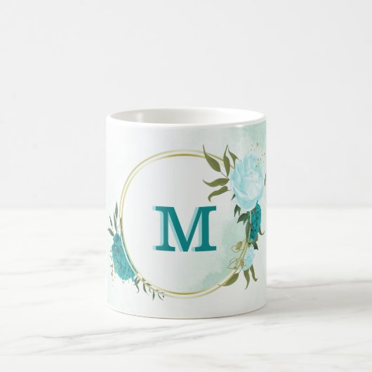 Mug fleurs bleu turquoise clair  (Centre)