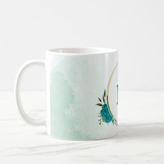 Mug fleurs bleu turquoise clair  (Gauche)