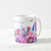 Mug Fleurs bleu violet fleurissent printemps nom perso (Devant droit)