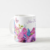 Mug Fleurs bleu violet fleurissent printemps nom perso (Devant gauche)