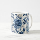 Mug Fleurs bleue et blanches (Devant droit)