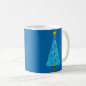 Mug Fleurs bleues Arbre de Noël moderne rétro (Devant droit)