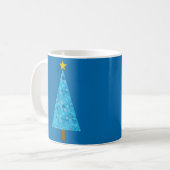 Mug Fleurs bleues Arbre de Noël moderne rétro (Devant gauche)