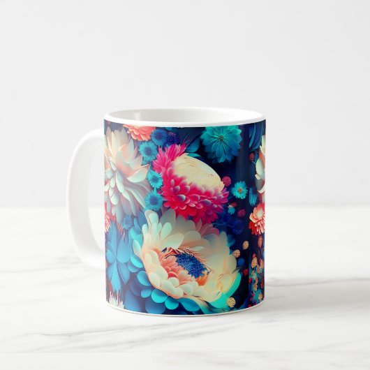 Mug Fleurs bleues Arrière - plan-1 (Devant gauche)