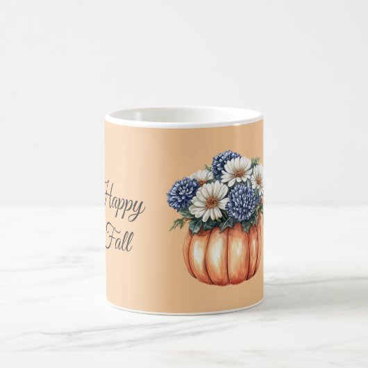 Mug Fleurs Bleues Citrouille Automne (Centre)