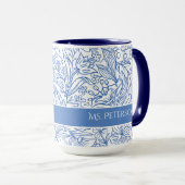 Mug Fleurs Bleues Élégantes sur Mesure (Devant droit)