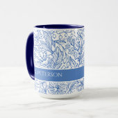 Mug Fleurs Bleues Élégantes sur Mesure (Devant gauche)