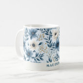 Mug Fleurs bleues et beiges (Devant gauche)