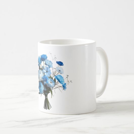Mug Fleurs bleues et blanches (Devant droit)