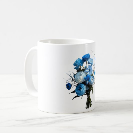 Mug Fleurs bleues et blanches (Devant gauche)