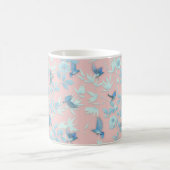 Mug fleurs bleues et oiseau, couleur rose clair Arrièr (Centre)