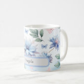 Mug Fleurs bleues et papillons roses (Devant droit)