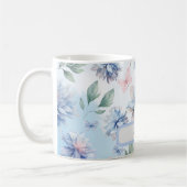 Mug Fleurs bleues et papillons roses (Gauche)
