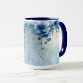 Mug Fleurs Bleues et Perles (Devant droit)