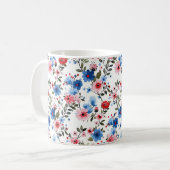 Mug Fleurs bleues et rouges (Devant gauche)