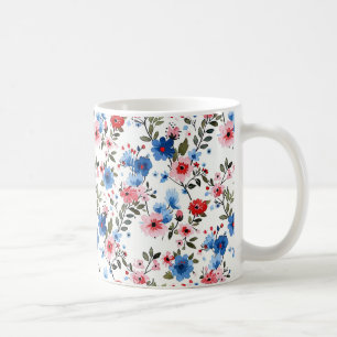 Mug Fleurs bleues et rouges