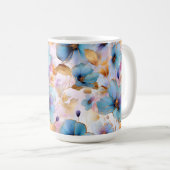 Mug Fleurs bleues éthérées dans les pastels doux Encre (Devant droit)