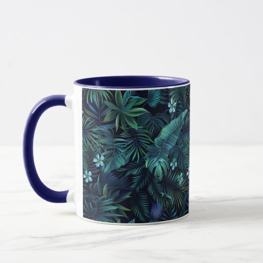 Mug Fleurs bleues Feuilles tropicales (Gauche)