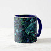 Mug Fleurs bleues Feuilles tropicales (Devant droit)