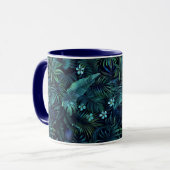 Mug Fleurs bleues Feuilles tropicales (Devant gauche)