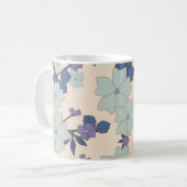 Mug Fleurs Bleues, Fleurs Violettes, Floral, Votre Nom (Devant gauche)