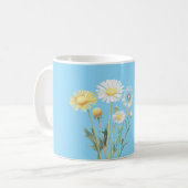 Mug Fleurs Bleues Jaunes Blanches (Devant gauche)