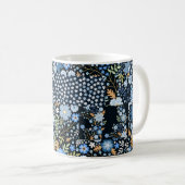 Mug Fleurs Bleues Patchwork : Tissu sans couture. (Devant droit)