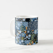Mug Fleurs Bleues Patchwork : Tissu sans couture. (Devant gauche)