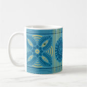 Mug Fleurs bleues rayures jaunes Motif d'art vintage (Gauche)