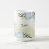 Mug fleurs bleues romantiques  & feuilles vertes botan (Centre)
