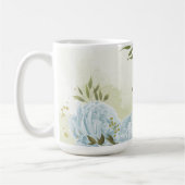 Mug fleurs bleues romantiques  & feuilles vertes botan (Gauche)