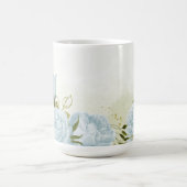 Mug fleurs bleues romantiques & feuilles vertes botan (Centre)