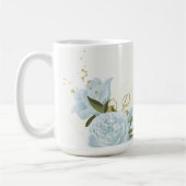Mug fleurs bleues romantiques & feuilles vertes botan (Gauche)