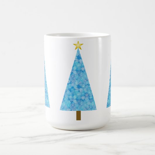 Mug Fleurs bleues sur un sapin de Noël moderne (Centre)