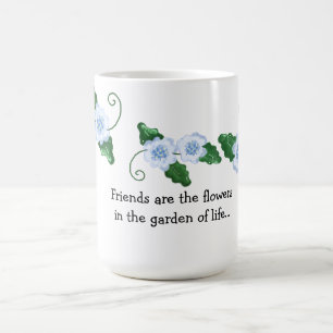 Mug Fleurs Bleues Tendres avec Citation d'Amitié