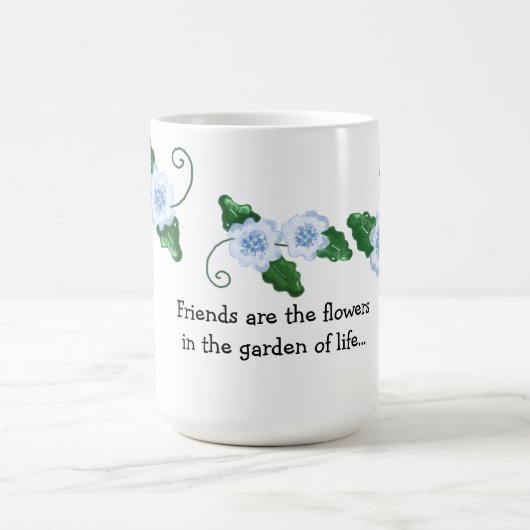 Mug Fleurs Bleues Tendres avec Citation d'Amitié (Centre)