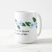 Mug Fleurs Bleues Tendres avec Citation d'Amitié (Devant droit)
