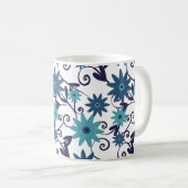 Mug Fleurs bleues turquoise Customisées (Devant droit)