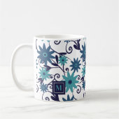 Mug Fleurs bleues turquoise Customisées (Gauche)