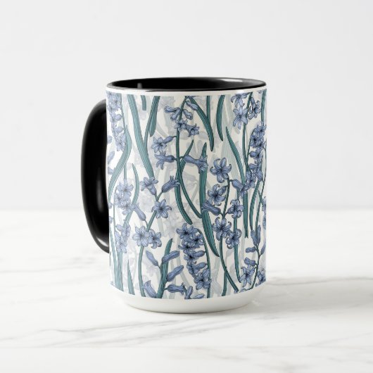 Mug Fleurs Blue Hyacinth sur blanc (Devant gauche)