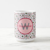 Mug Fleurs Bohème Rose Et Blanche Avec Monogramme (Centre)