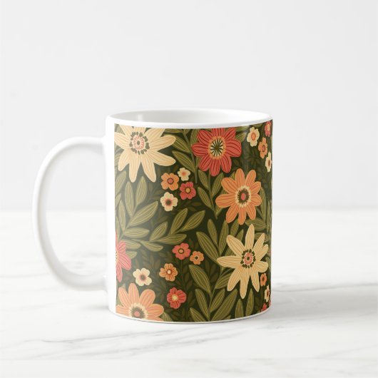 Mug Fleurs bohèmes dans les tons terre (Gauche)