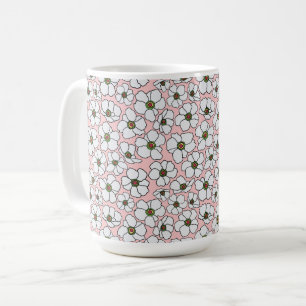 Mug Fleurs bohèmes rose et blanc
