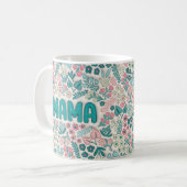 Mug Fleurs Boho turquoises Mama (Devant gauche)