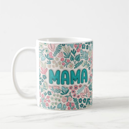 Mug Fleurs Boho turquoises Mama (Gauche)