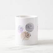 Mug Fleurs Boho Zen Dandelion Sur Cercles Bleus Rose (Centre)