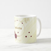 Mug fleurs bordeaux feuilles dorées marbre (Devant droit)